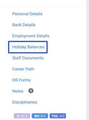 Holiday Balances