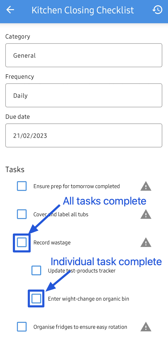 How to complete a checklist on mobile (Android)?